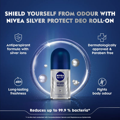 Nivea Men Deodorant Roll On, Silver Protect - 50 ml