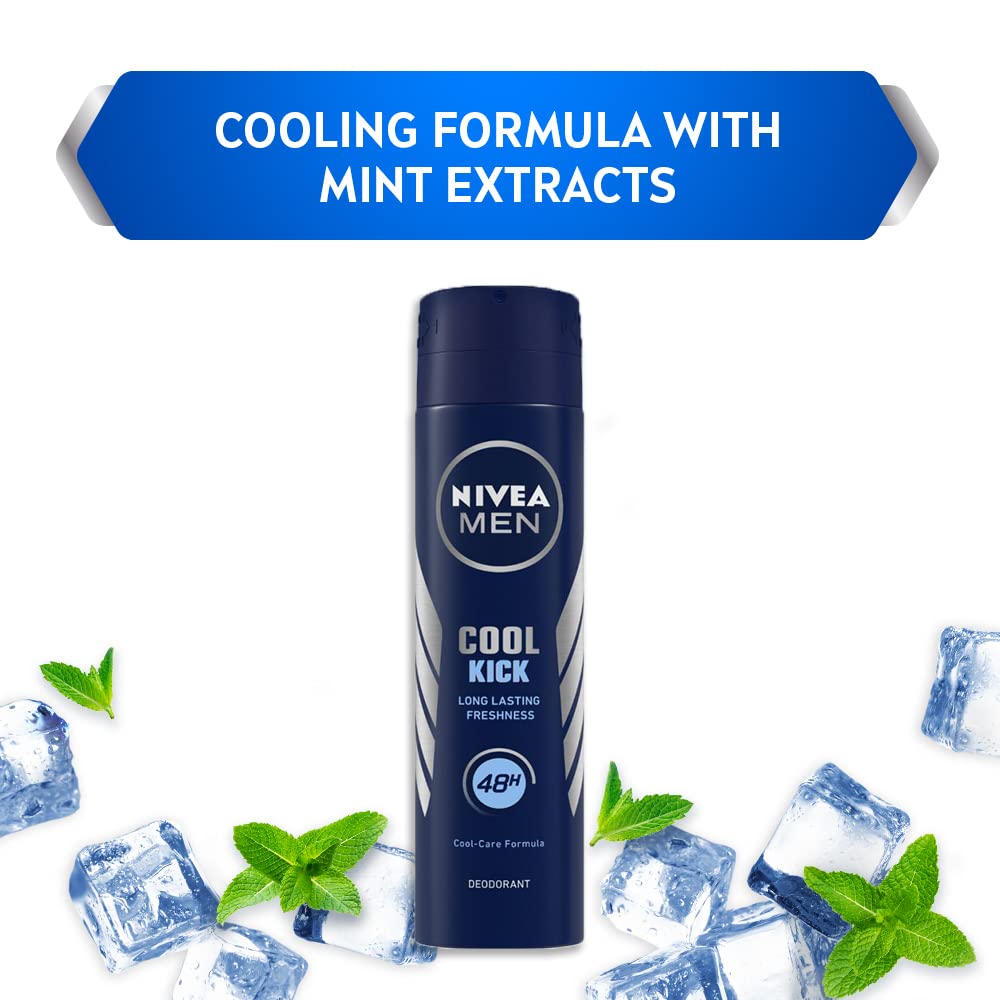 Nivea Men Deodorant, Cool Kick, 48h Long Lasting Freshness - 150 ml