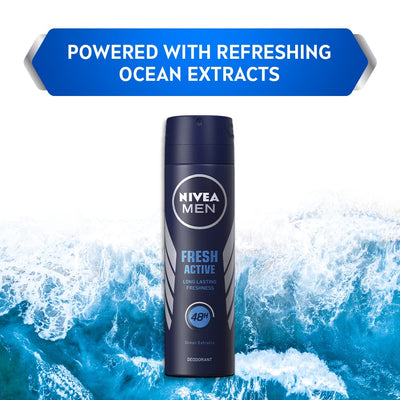 Nivea Men Fresh Active Deodorant, Ocean Extracts, Long Lasting Freshness