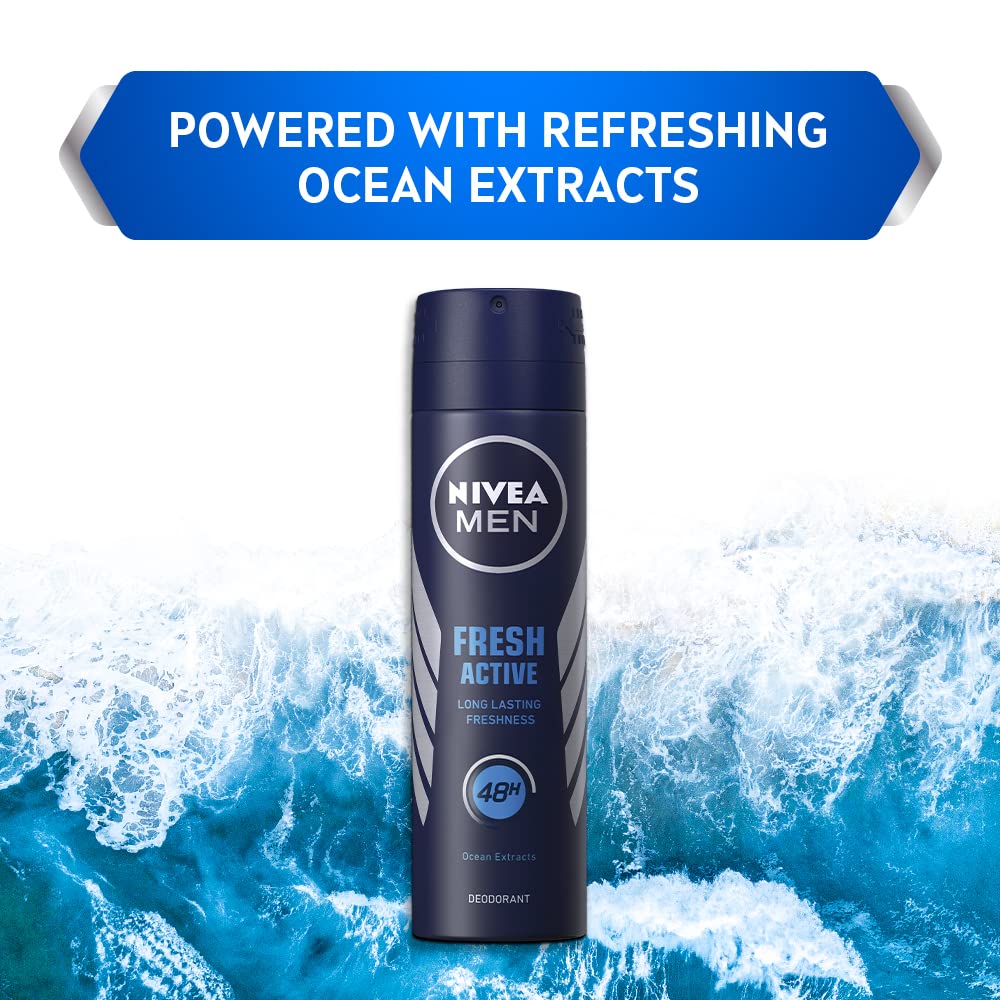 Nivea Men Fresh Active Deodorant, Ocean Extracts, Long Lasting Freshness
