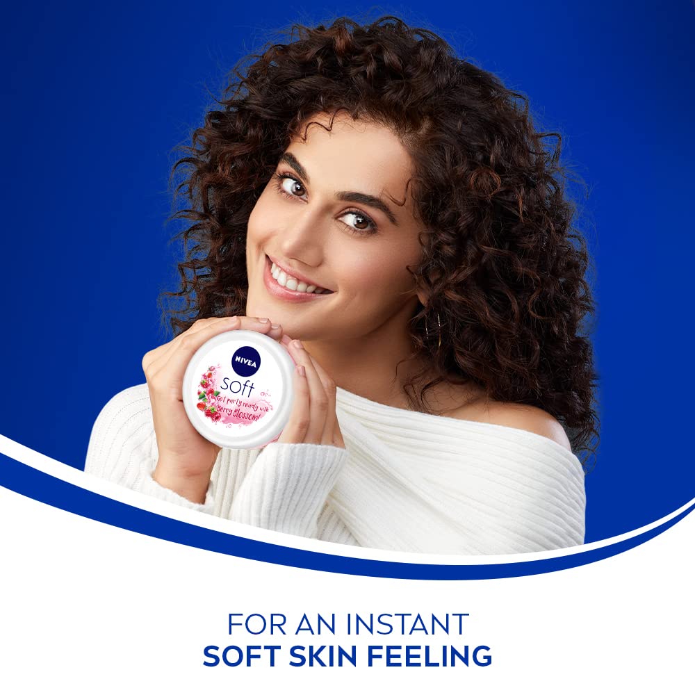 Nivea Soft Light Moisturizing Cream Berry Blossom Fragrance With Vitamin E & Jojoba Oil