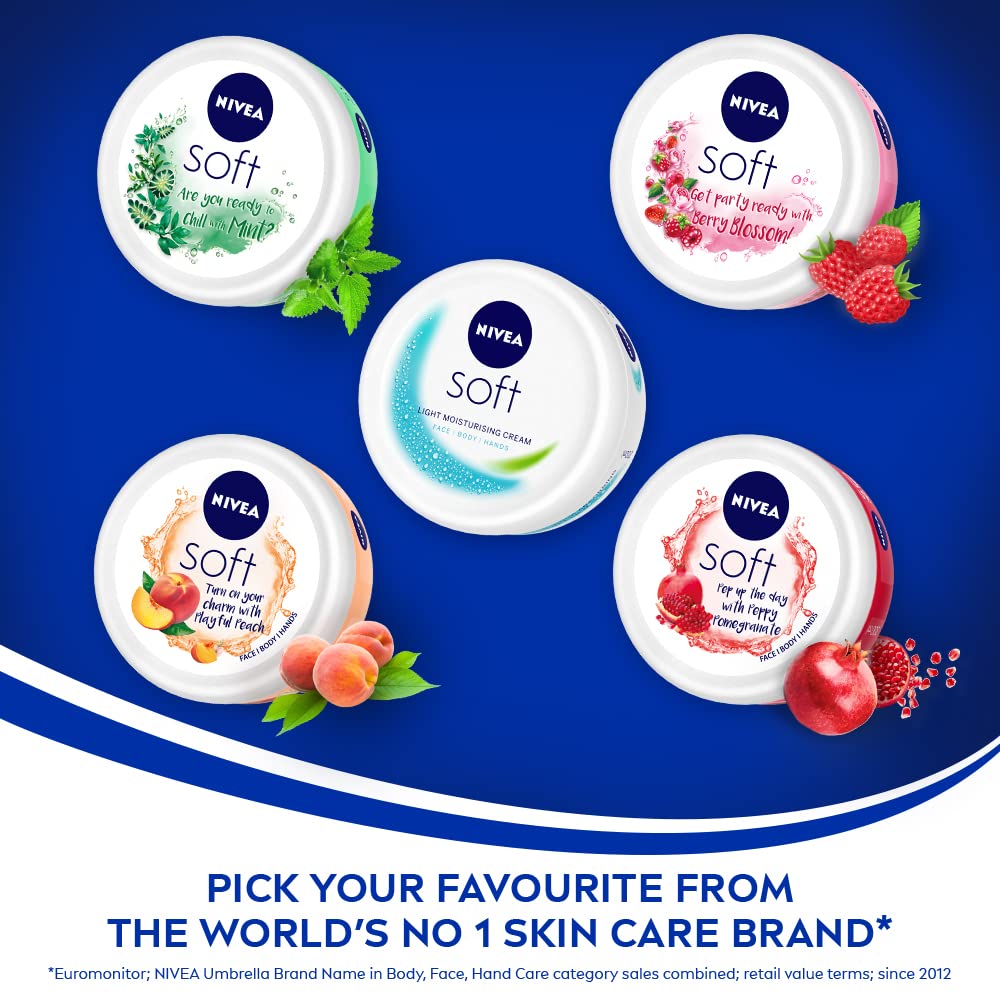 Nivea Soft Light Moisturizing Cream Berry Blossom Fragrance With Vitamin E & Jojoba Oil