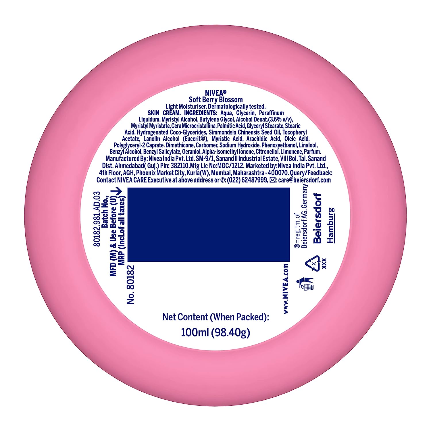 Nivea Soft Light Moisturizing Cream Berry Blossom Fragrance With Vitamin E & Jojoba Oil