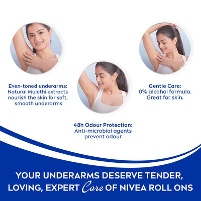 Nivea Women Whitening Smooth Skin Deodorant Roll On - for 48hrs Protection