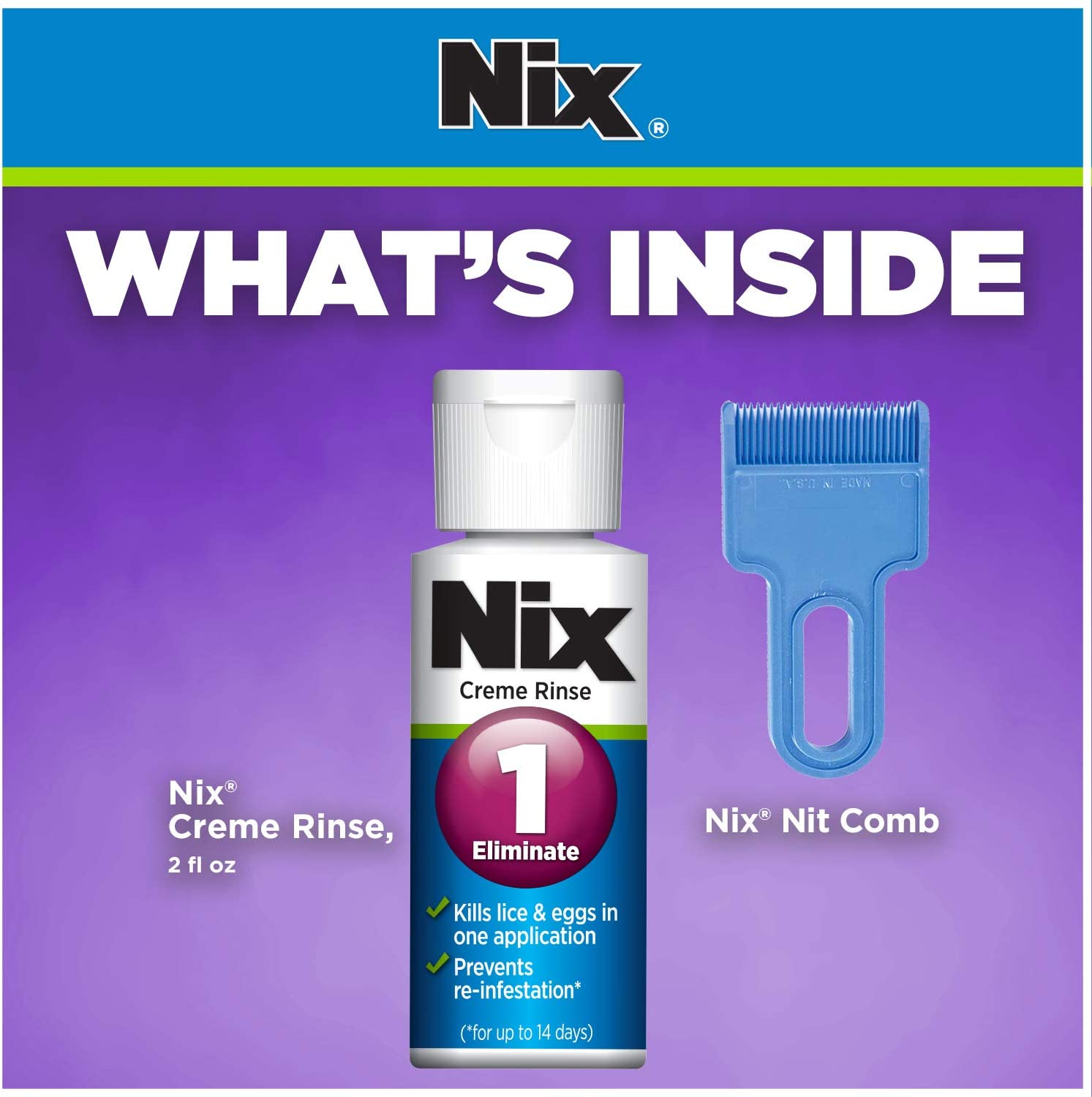 Nix Lice Killing Treatment Cream Rinse with Nit Comb -Kills Lice & Eggs (Nits)