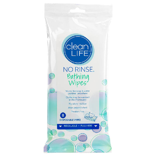 No-Rinse Bathing Wipes Face & Body Alcohol-free 8 in x 8 in Scented 8 Count