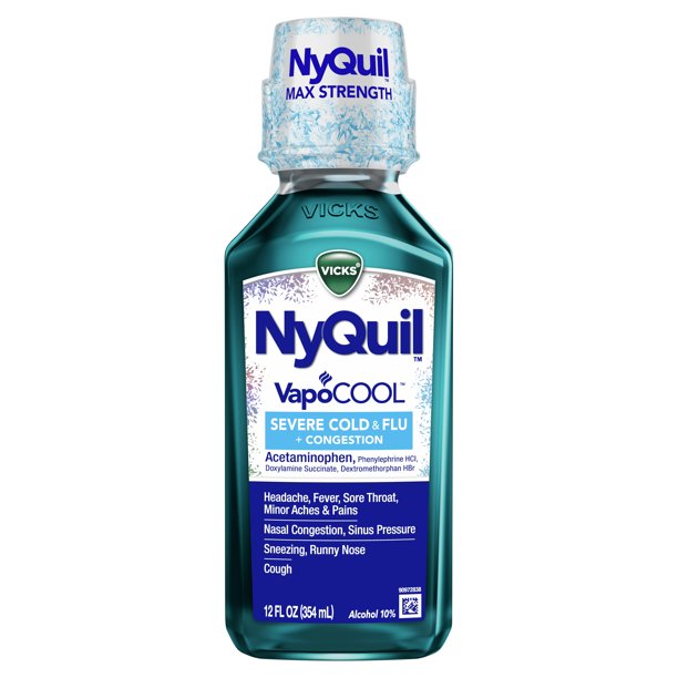 NyQuil SEVERE VapoCOOL Nighttime Cold & Flu Liquid 12 oz