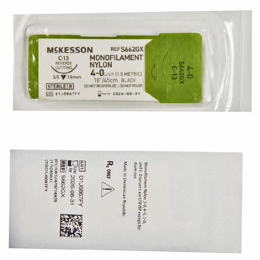 Nylon Non-Absorbable Sutures with Needle 3/8 Circle Reverse Cutting Needle C-13 Monofilament