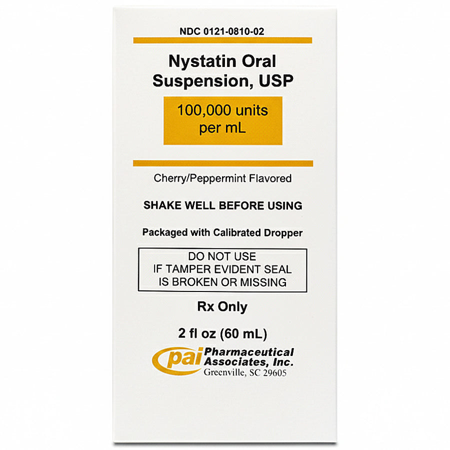 Nystatin Oral Suspension Liquid SS 100,000 Unit Per mL w/Dropper 60 mL Cherry/Peppermint Flavor (Rx)