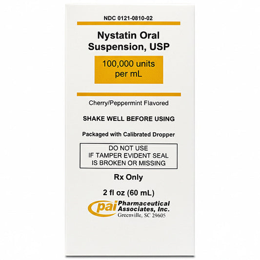 Nystatin Oral Suspension Liquid SS 100,000 Unit Per mL w/Dropper 60 mL Cherry/Peppermint Flavor (Rx)