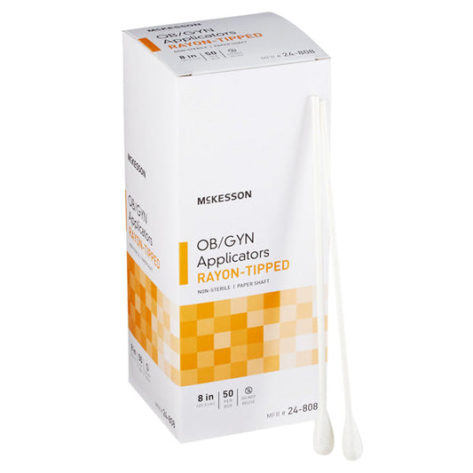 OB/GYN Rayon-Tipped Cotton Applicators 8 inch, Non-Sterile 50/Box