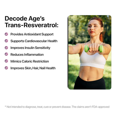 Decode Age 99.5% Pure Trans Resveratrol 250mg Supplement Capsules