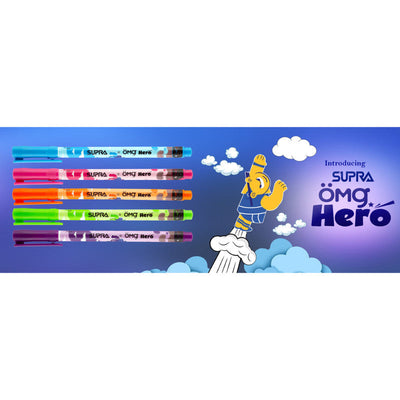 Supra Omg Hero 0.7mm Ball Point Pen Display Pack | Blue Ink, Pack Of 50