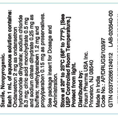 Ondansetron Injection 40 mg /20 mL (2mg/mL) Multiple Dose Vial 20 mL (Rx)