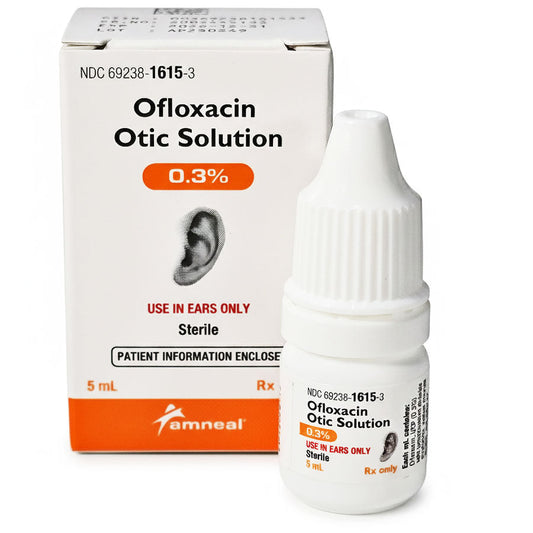 Ofloxacin 0.3% Ear Drops Antibiotic Otic Solution 5 mL (RX)