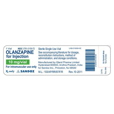 Olanzapine for Injection 10 mg Vial by Sandoz (RX)