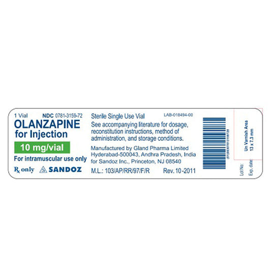 Olanzapine for Injection 10 mg Vial by Sandoz (RX)