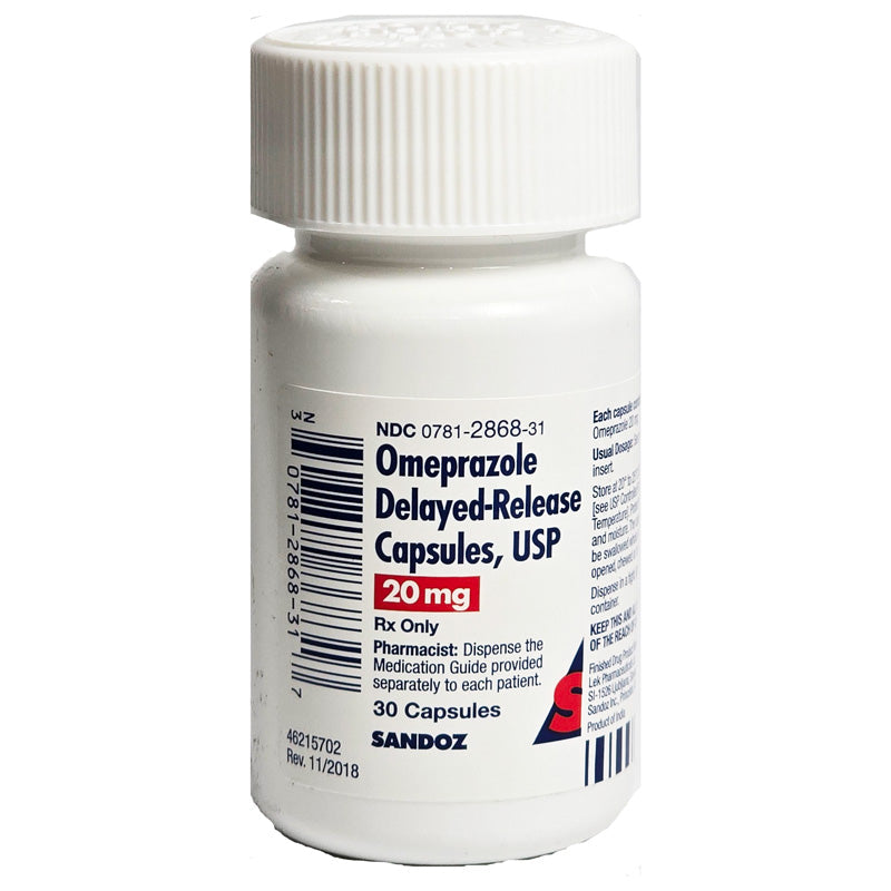 Omeprazole 20 mg Delayed-Release Capsules 30 Count (RX)