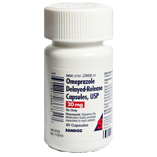 Omeprazole 20 mg Delayed-Release Capsules 30 Count (RX)
