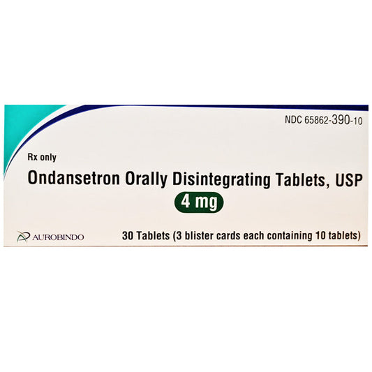 Ondansetron Tablets 4 mg, Blister Card of 3 Packs x 10 tablets (30 Count) (Rx)