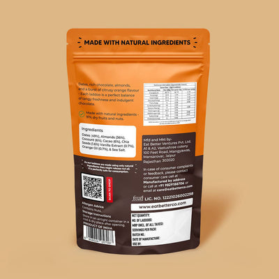 Eat Better Co Orange Chocolate Laddoos - No Added Sugar | Dates, Dry Fruits & Nuts Laddoo  - 200 gms