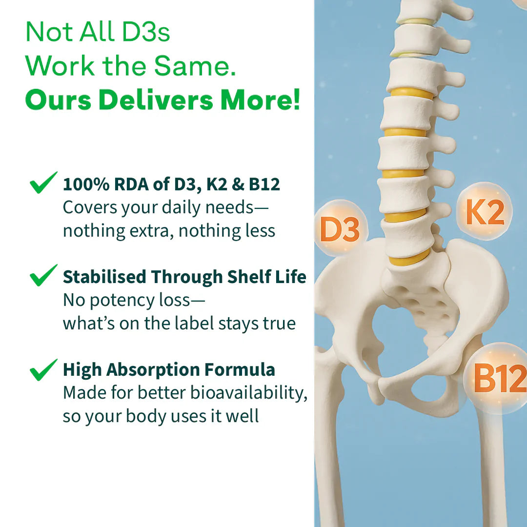 Oziva Vitamin D3, K2 & B12  - 90 Tablets