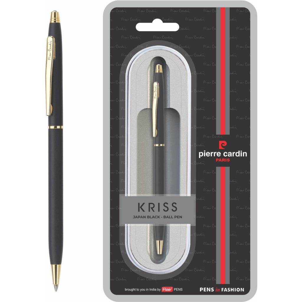 Pierre Cardin Kriss Japan Black Finish Exclusive Ball Pen  - Blue, Pack Of 1