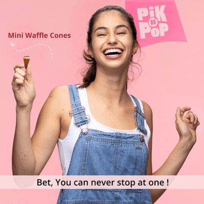 Pik n Pop Strawberry Flavour Mini Waffle Cones | 70g | Whole Wheat | Eggless