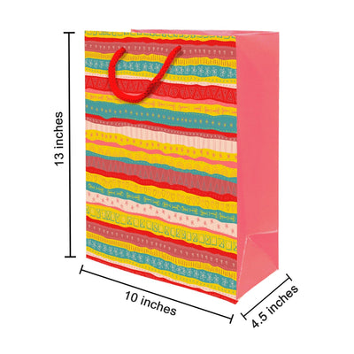 PaperPep Multicolor Festive Print 13"X10"X4.5" Gift Paper Bag