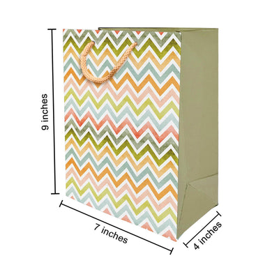 PaperPep Multicolor Zig Zag Lines Print 9"X7"X4" Gift Paper Bag