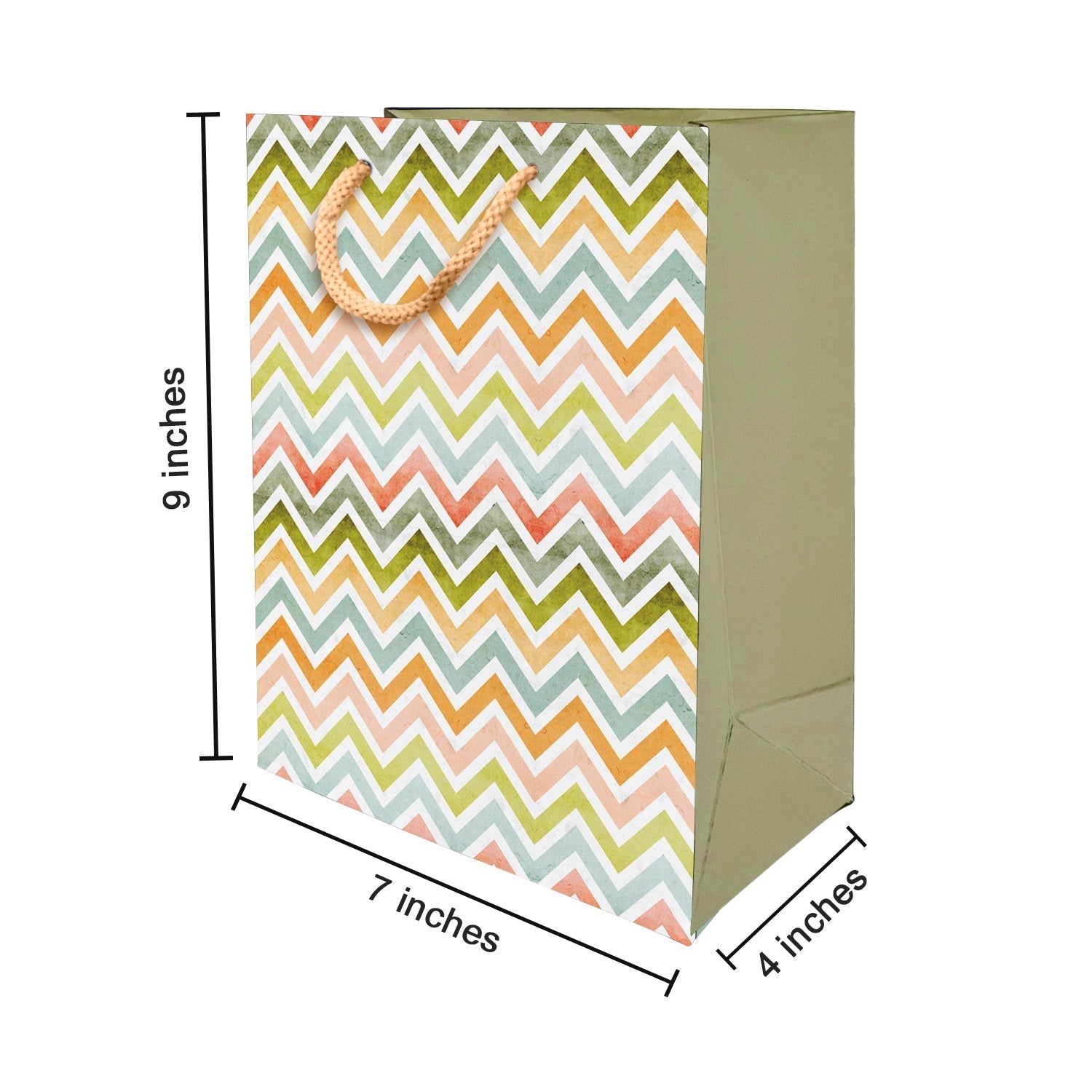 PaperPep Multicolor Zig Zag Lines Print 9"X7"X4" Gift Paper Bag