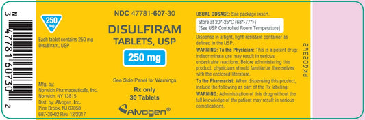 Disulfiram Tablets 250 mg by Alvogen Pharmaceuticals (RX)