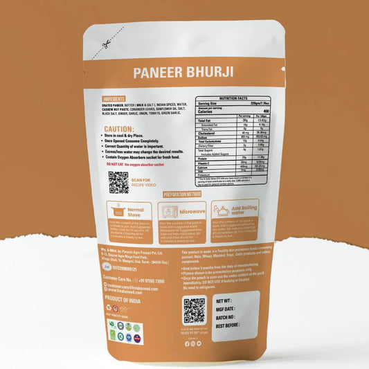 Fresh O Need Paneer Bhurji - Ready To Eat 220 gms