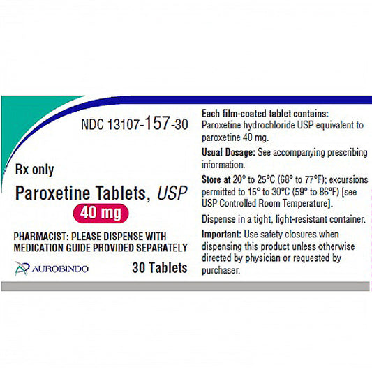 Paroxetine 40 mg Tablets by Aurobindo 30 Count (RX)