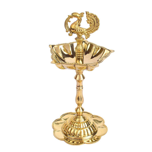 Peacock Kerala Brass Flower Stand Diya – Set of 2