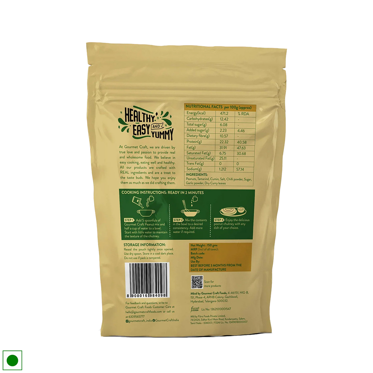 Gourmet Craft Millet Idli Mix & Instant Peanut Chutney Combo (250gm and 150gm)