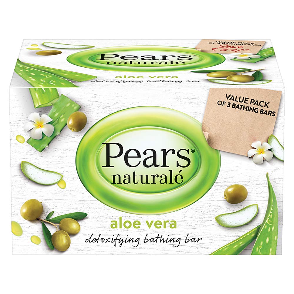Pears Naturale Aloe Vera Detoxifying Bathing Bar, For Refreshed Skin