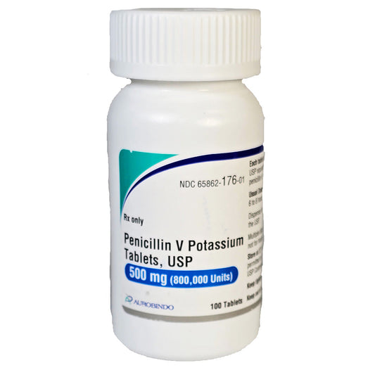 Penicillin V Potassium Antibiotic Tablets 500 mg (800,000 Units) 100/Bottle