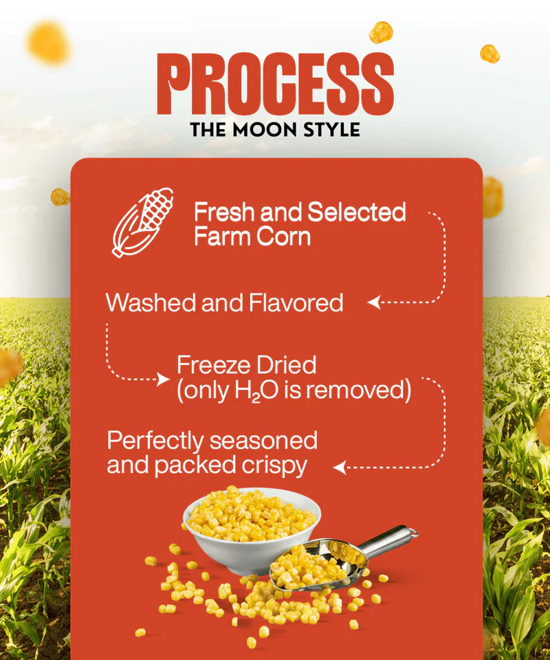 Moon Freeze Dried Crispy Corn  Peri Peri | ( Pack Of 3 ) 20 gms each