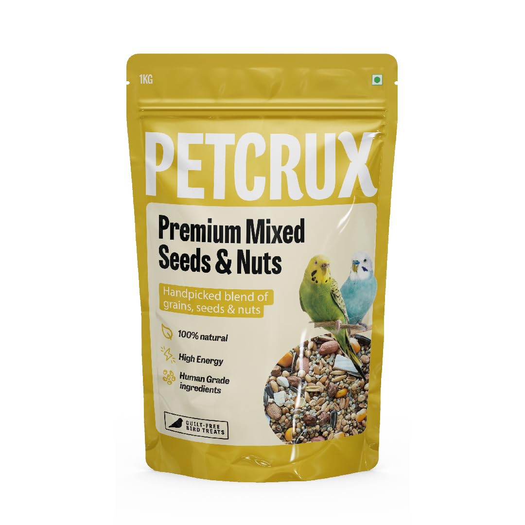 Petcrux Premium Mixed Seeds Bird Food – 6 Grain & Seed Blend, 100% Natural & Additive-Free Feed for All Birds (1 kg)