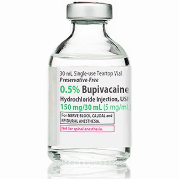 Bupivacaine HCL Injection 0.5% Single-Dose Vials 30 mL x 25/Box by Pfizer (RX)