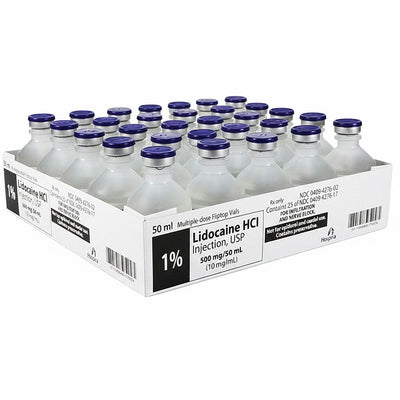Lidocaine Hydrochloride 1% Injection 50 mL Multiple Dose, 25/Pack (Rx)