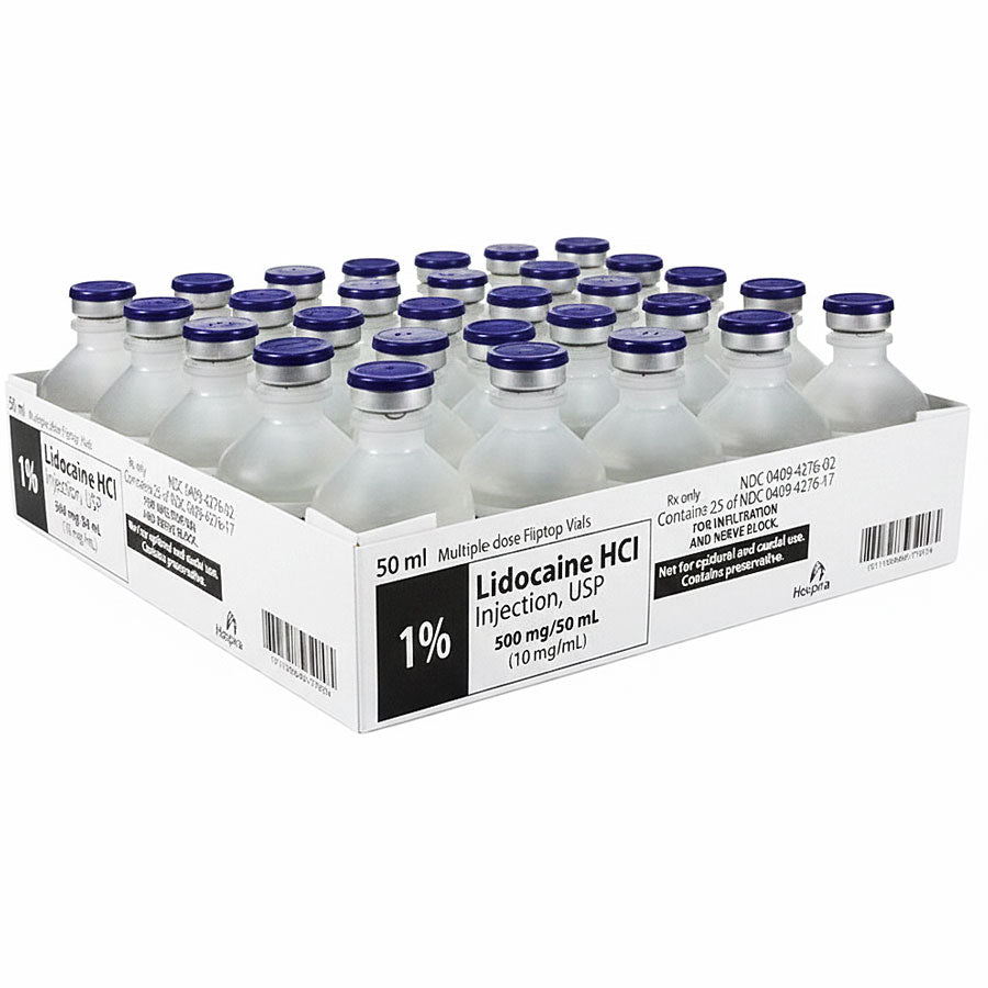 Lidocaine Hydrochloride 1% Injection 50 mL Multiple Dose, 25/Pack (Rx)