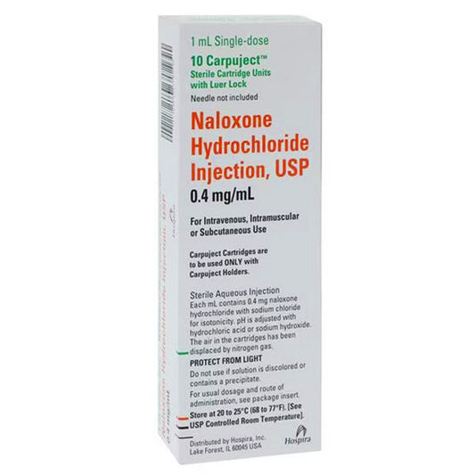 Naloxone Hydrochloride Injection 0.4 mg Prefilled Syringes Carpuject Cartridge with Luer Lock, 10/Box