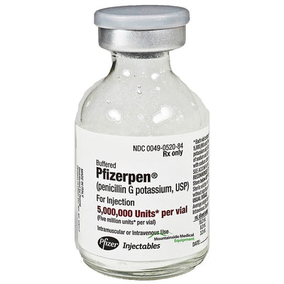 Pfizerpen Injection (Penicillin G Potassium) 5,000,000 Units per Vial, Hospira Pfizer 10/Pack (RX)