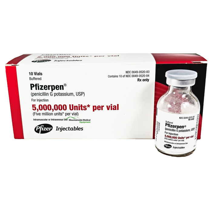 Pfizerpen Injection (Penicillin G Potassium) 5,000,000 Units per Vial, Hospira Pfizer 10/Pack (RX)