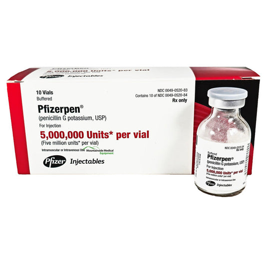 Pfizerpen Injection (Penicillin G Potassium) 5,000,000 Units per Vial, Hospira Pfizer 10/Pack (RX)