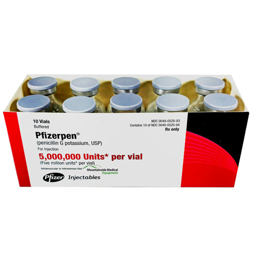 Pfizerpen Injection (Penicillin G Potassium) 5,000,000 Units per Vial, Hospira Pfizer 10/Pack (RX)