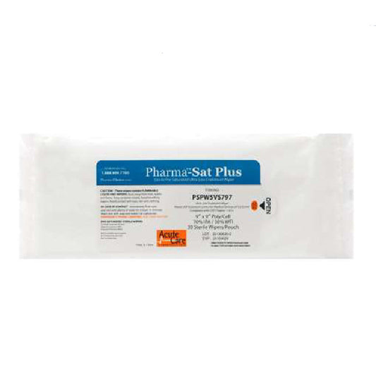 Pharma-Sat Plus Pre-Saturated Sterile Wipers ISO Class 5, Non-Woven 9"x9" (810/Case)