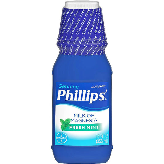 Phillips Milk of Magnesia Liquid Laxative Fresh Mint Flavor 12 oz